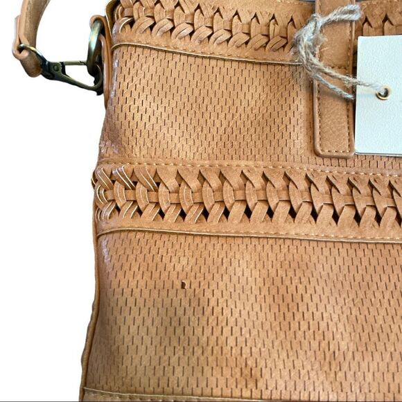 Brown Vegan Leather Shoulder Bag Tote with Strap - Picture 7 of 8